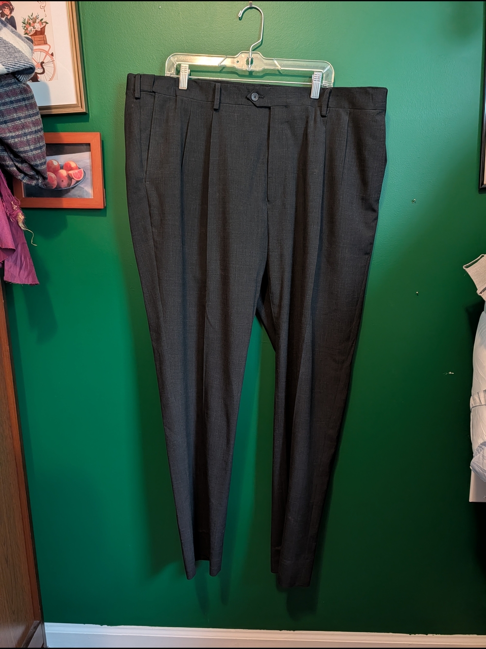Men's Pleated Dress Pants in Dark Gray